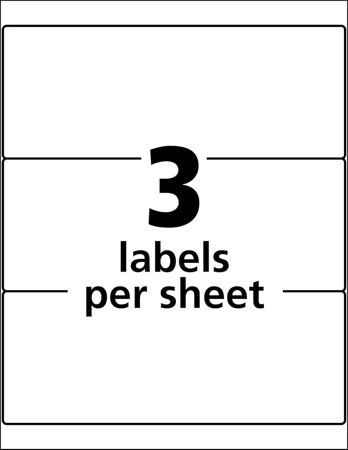 Avery Durable White Cover Up ID Labels for Laser Printers, 3.25 x 8.375, Pack of 150 (61531)