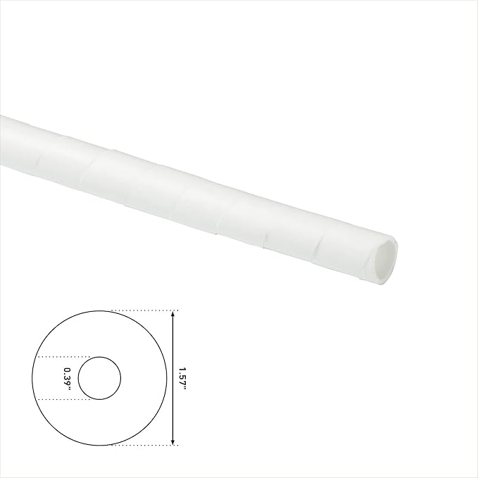 D-Line 8.2ft White Cord Wrap, Spiral Cable Sleeve, Expands 0.39-1.5in Diameter, Wrap by Hand - White