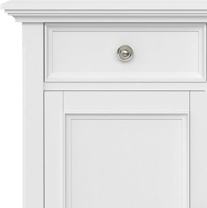 SIMPLIHOME Amherst 36-inch Wide Transitional-Style Storage Cabinet in White with Drawers and Adjustable Shelves for Entryway or Living Room