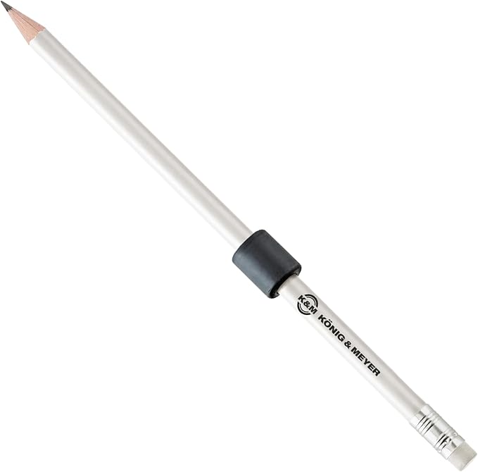 K&M Konig & Meyer Magnetic Pencil/Pen Holder with White Colored Pencil - Magnetic Holder with Strong Adhesive Great for Music and Orchestra Stands - 0.01kg