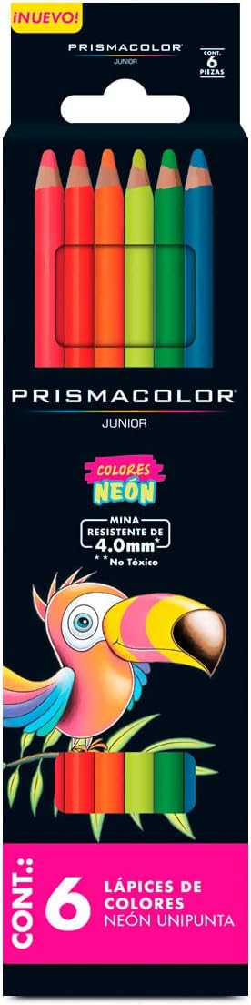 Prismacolor Neon Colored Pencils Set, 6 count, Junior 4.0mm