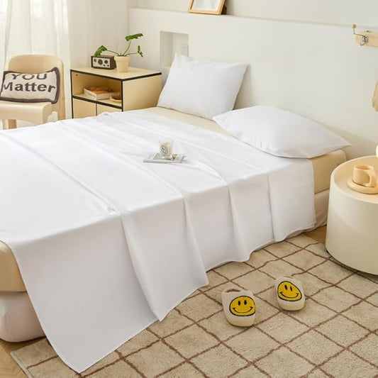WenBags Lightweight Waterproof Flat Sheet 90 * 98 Inches King Size-Mattress Protector for Bed & Couch, Pet Hair Resistant Cover Ideal for Dogs & Cats, Perfect for Hotels & Hospitals(White)