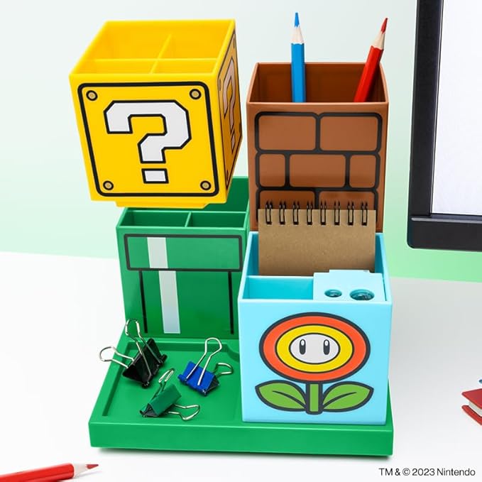 Paladone Super Mario Desktop Organizer - Modular Stationery Holder for Pen and Pencil Storage