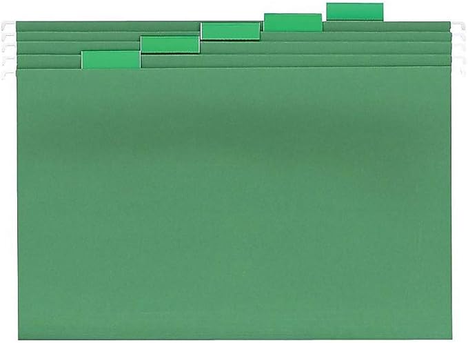 Staples Heavy‑Duty Hanging File Folders, Legal Size (8 ½" x 14" Document Size), 1/5‑Cut Tabs, Assorted Colors, Tear‑Resistant Construction – 25/Box