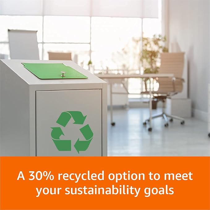 Amazon Basics 30% Recycled Multipurpose Copy & Print Paper, 8.5 x 11 Inches, 20 lb Weight, 92 Bright, White, 500 Sheets (1 Ream)