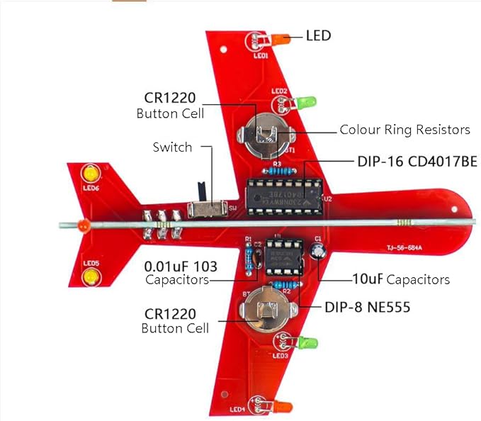 Gikfun Learning DIY Airplane Kit for Beginners, 3 Color LED Flashing Lights Soldering Project Kit for High School Student Practice EK8486