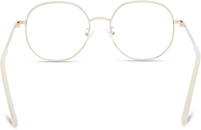Kenneth Cole REACTION Women's KC1512-B Round Blue Light Blocking Eyewear Frames, Gold, 58mm