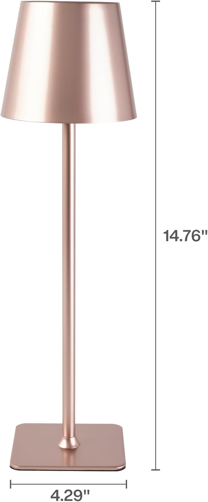 Mikasa 14.8-Inch Blush Rechargeable LED Lamp with Touch Control - Elegant Aluminum Design, 3 Light Colors, Stepless Dimming, 5000mAh Battery, Perfect for Home Office and Living Room