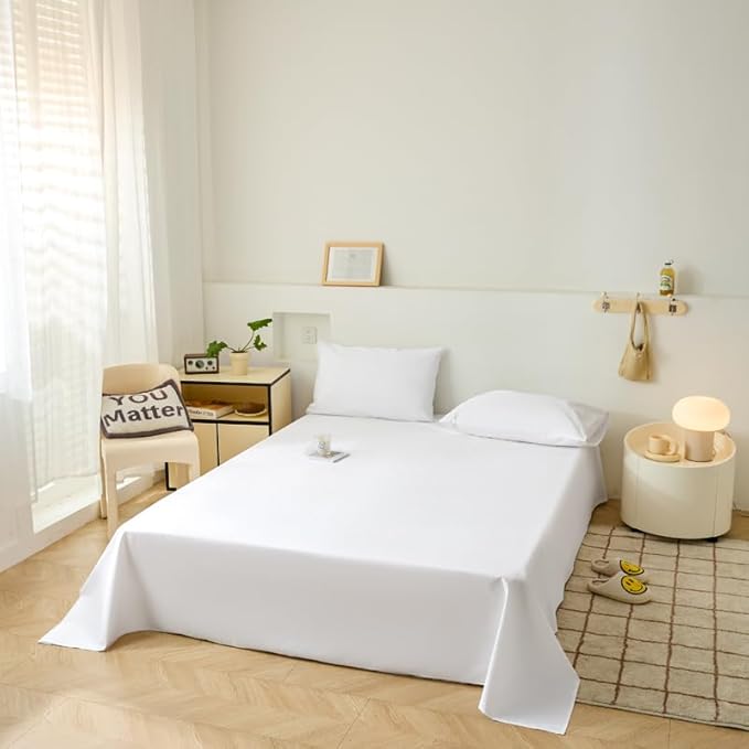 WenBags Lightweight Waterproof Flat Sheet 70 * 90 Inches Queen Size-Mattress Protector for Bed & Couch, Pet Hair Resistant Cover Ideal for Dogs & Cats, Perfect for Hotels & Hospitals (White)