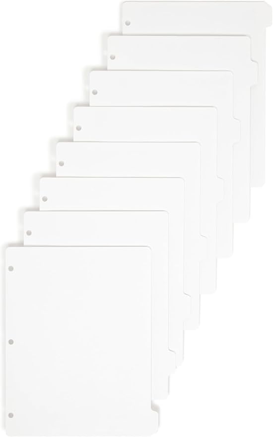 Smead Binder Dividers, Letter Size, 96/Box, 1/8-Cut Tabs, White Paper Index Dividers, Pre-Punched 3-Hole, Plain Paper Tabs for Easy Labeling, Ideal for School, Office or Home Organization