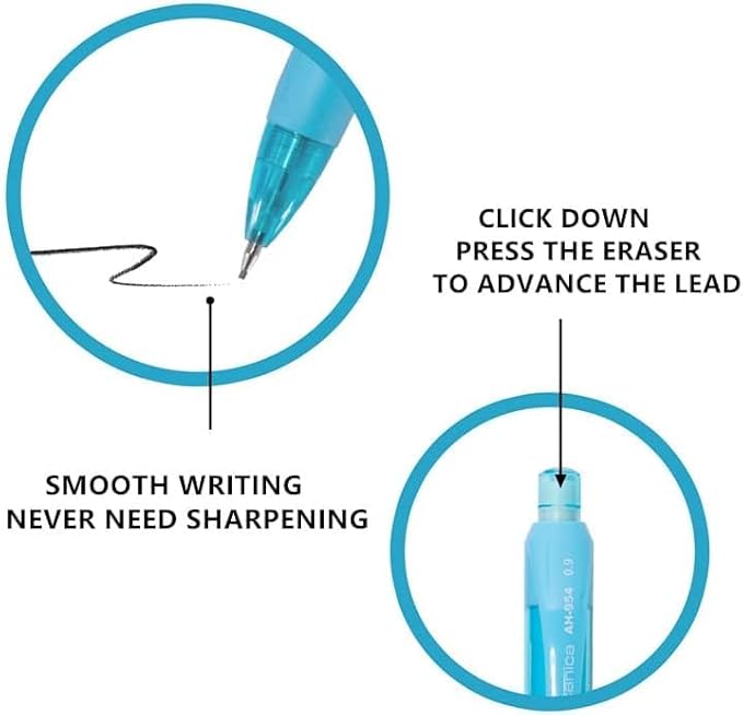AIHAO Mechanical Pencils, 0.7mm, 12 pack with refillable Lead and Erasers, Assorted Barrel Colors, for School, Office Writing, Drawing, Sketching