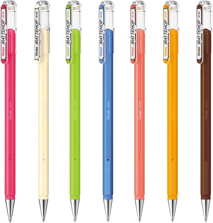 Pentel Matte Hop Sweet Color Ballpoint Pen, 7 Colors, K110-V7STB