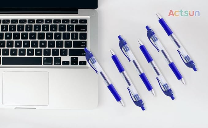 Blue Gel Ink Pens, 12 Pcs, Fine Point, Smooth Writing, Retractable, 0.7 Mm, Gift for Women & Men, Journaling, School & Office Supplies, Desk Accessories