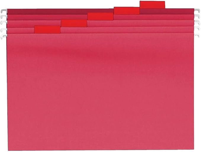 Staples Heavy‑Duty Hanging File Folders, Legal Size (8 ½" x 14" Document Size), 1/5‑Cut Tabs, Assorted Colors, Tear‑Resistant Construction – 25/Box