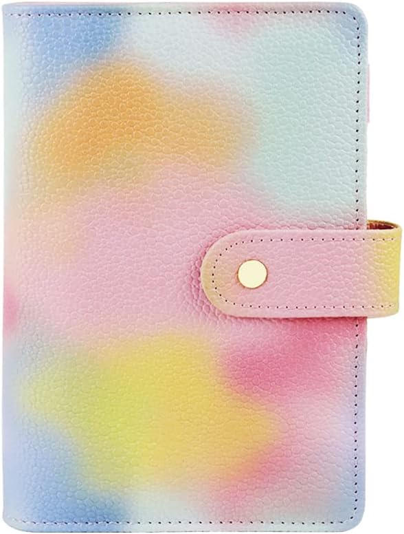 Pink PU Leather Budget Binder Cover, for A6 6-Ring Money Organizer Budgeting Refillable Loose Leaf Receipt Binder Notebook Bookmark Planner Book with Card Pockets Snap Buckle