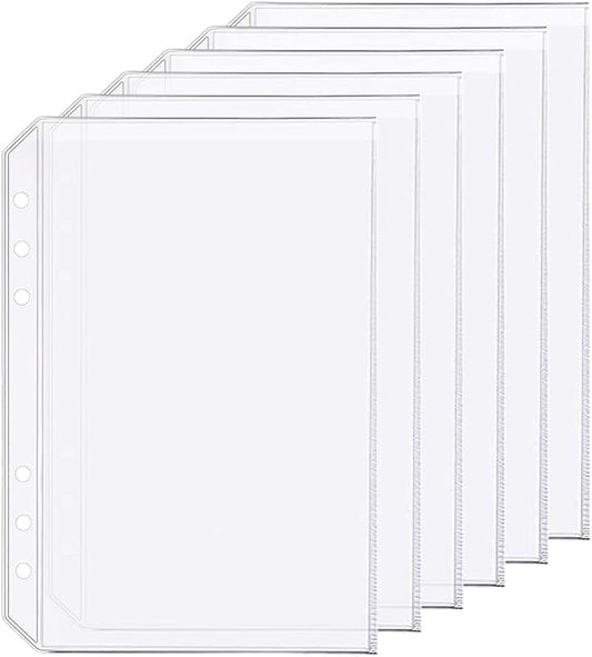 6 Pack A5 6 Holes Binder Pockets Plastic Binder Folders Waterproof 6 Holes Holder for Receipt Ticket (Pocket, A5)