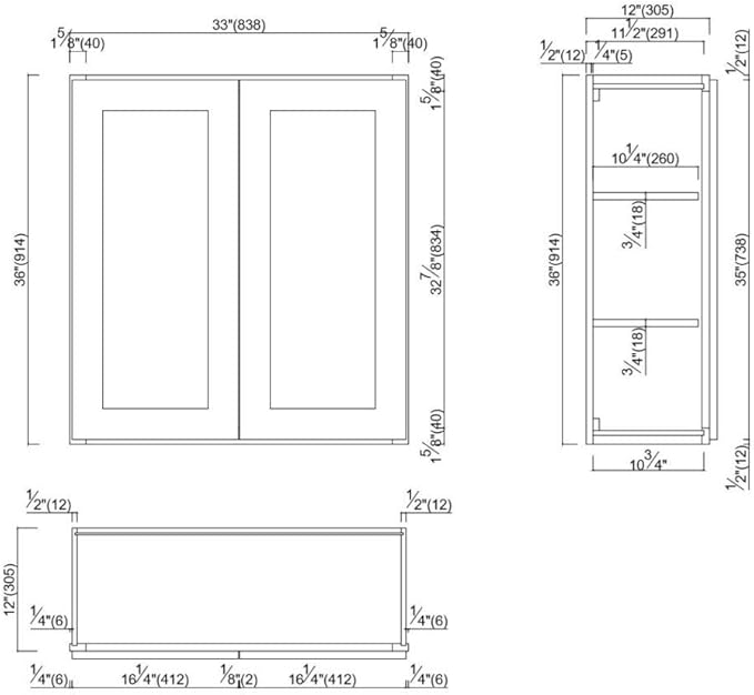 Design House Brookings Shaker Unassembled Wall Kitchen Cabinet W3336, 33 W x 12 D x 36 H, Painted White with Sherwin Williams®, Solid Wood – Design House, 543165