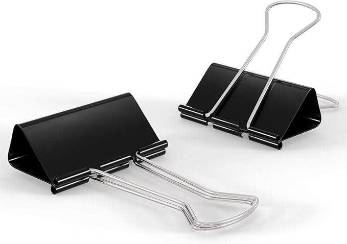 CableGeeker Binder Clips, 48 Pcs Medium Black Binder Clips, 1.25 Inch Office Clips with Container, Paper Clips for Office Supplies, Home, School, Cable Management, Strong Grip & Rust-Resistant