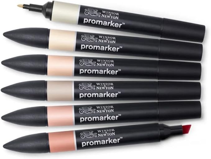 Winsor & Newton ProMarker Set, 6 Count, Skin Tones Set 1