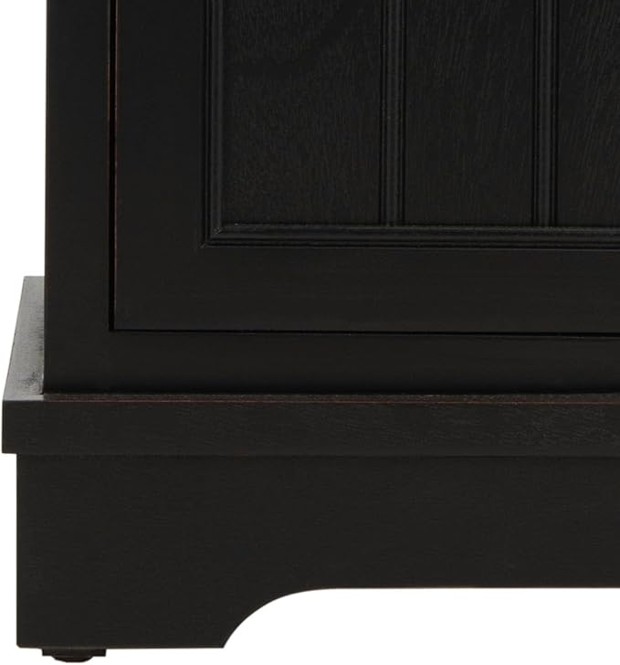SAFAVIEH Home Collection – Connery Distressed Black Storage Cabinet with Rattan Baskets & Bottom Door, Farmhouse Accent Storage, Fully Assembled (AMH5742A)