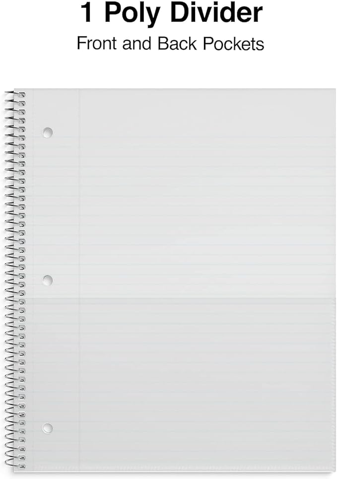 STAPLES Accel 1‑Subject Notebook, 8.5” x 11”, College Ruled, 100 Sheets, Black