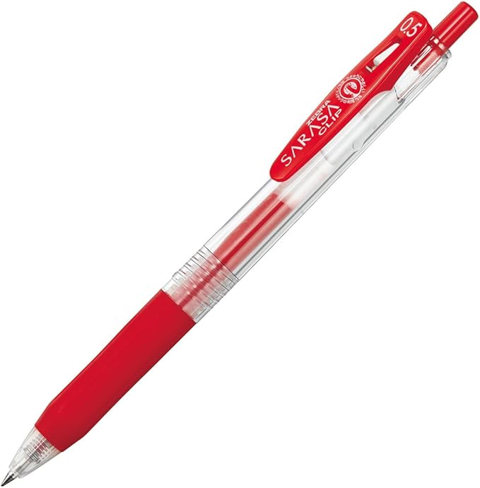 Zebra Pen Sarasa Clip Recycled Retractable Gel Pen, 0.5mm Fine Point, Red Ink, Water-Based, Ideal for Office and School, Journal, Note Taking and Planner Use, 75% Recycled, 12-Pack (47330AMZ)