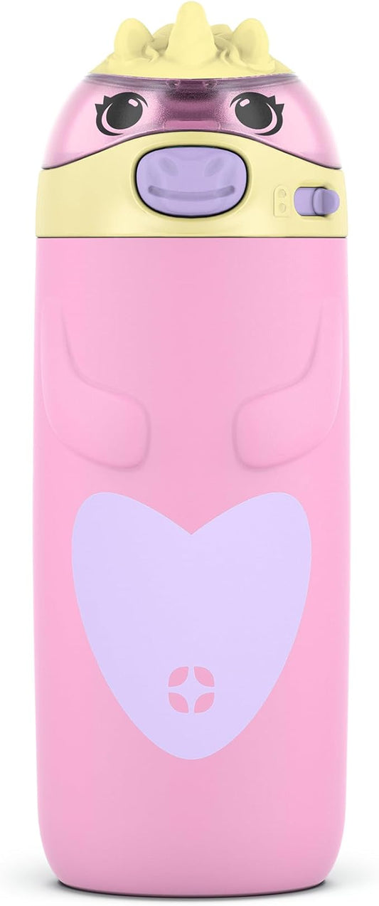 Ello Ellies 12oz Vacuum Insulated Stainless Steel Kids Water Bottle with Straw and Built-in Carrying Handle and Leak-Proof Locking Lid for School Backpack, Lunchbox and Outdoor Sports, Unicorn