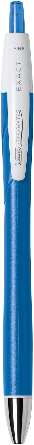 BIC Glide Exact Blue Retractable Ballpoint Pens, Fine Point (0.7mm), 12-Count Pack, Ultra Smooth Writing Blue Pens