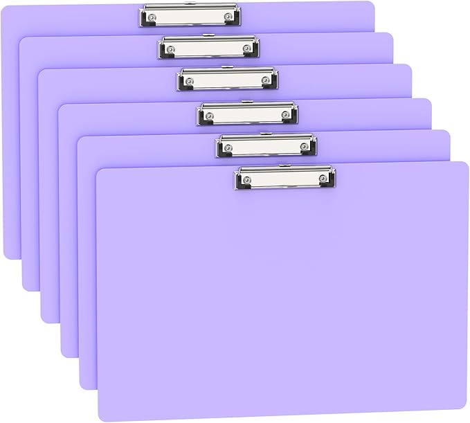 Extra Large 11x17 Clipboards, Plastic Purple Drawing Boards, Horizontal Clip Board, Landscape Layout. Suitable for Watercolor, Sketching, Painting. Art & Drafting Supply(Pack of 6)
