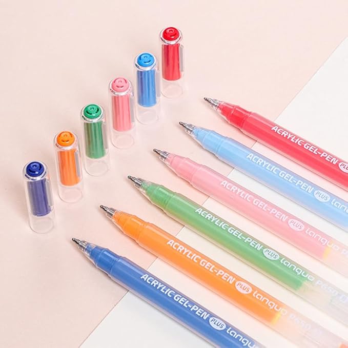 Acrylic Gel Pens for Coloring Books, Quick Dry 6 Pcs 1.0mm Fine Point Gel Marker Pen for Drawing, Journaling Art, Warm Color