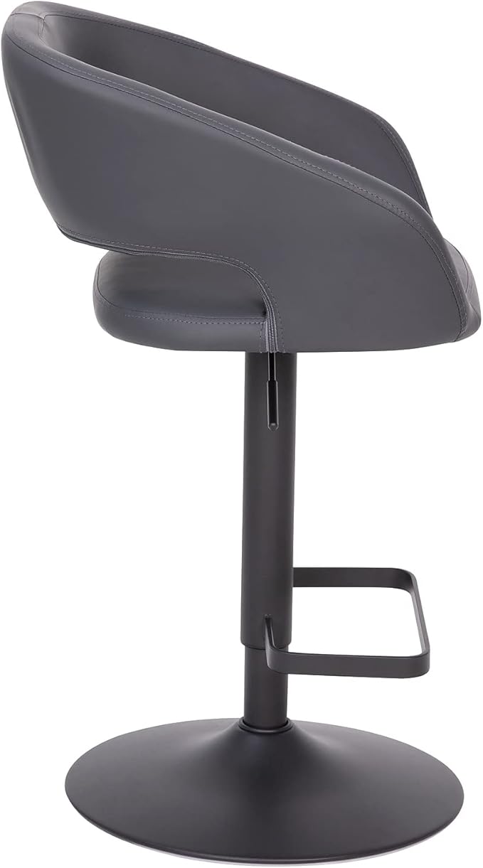 Flash Furniture Erik Comfortable & Stylish Contemporary Barstool with Rounded Mid-Back and Foot Rest, Adjustable Height - Gray Vinyl with Chrome Base