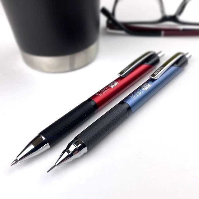 Zebra Pen M-350 Mechanical Pencil, Space Black Premium Metal Barrel, Medium Point, 0.7mm, 2-Pack with Lead and Eraser Refills