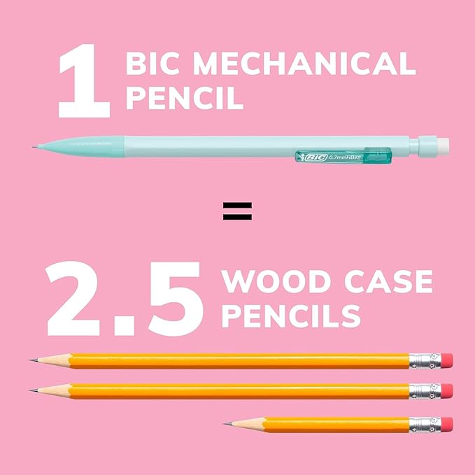 BIC Xtra Smooth Mechanical Pencil with Erasers,0.7 mm Point,Refillable,40 Count (Pack of 2)