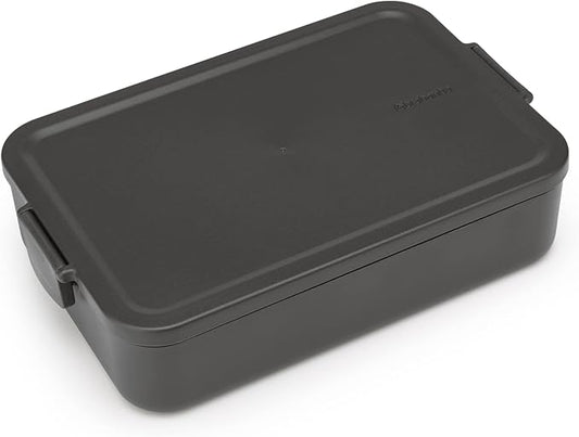 Brabantia Make & Take Large Lunch Box (Dark Gray) BPA-Free, Airtight Snap Locks, Microwave & Freezer Safe, Travel Meal Prep Container