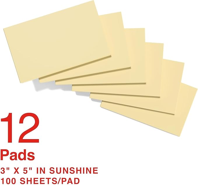 Staples Sticky Notes, 3" x 5", Yellow, Recycled Paper, 1200 Sheets – Eco‑Friendly Self‑Stick Notes for Lists & Reminders