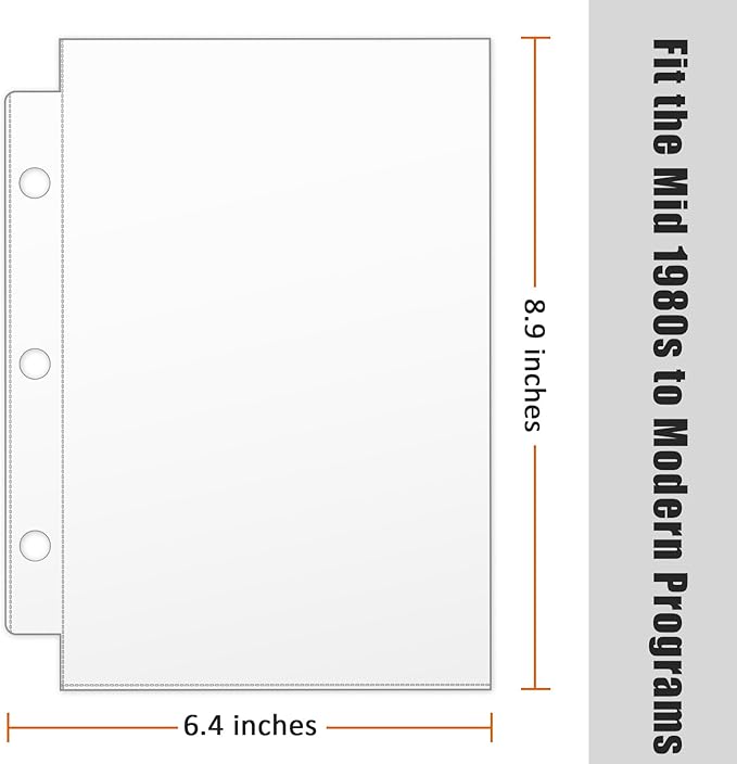 Page Protectors for Broadway Play Program and Theater Programs, 50 Sheet Protectors, Fit 5.5 x 8.5 Programs from Mid 1980s to Modern, Binder Sleeves