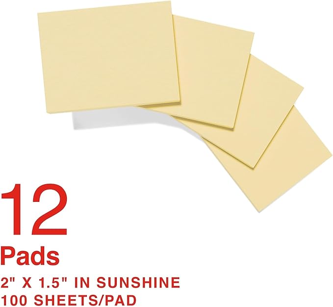 Staples Sticky Notes, 1.38" x 1.88", Assorted Colors, 1200 Sheets – Mini Self‑Stick Notes for Tabs, Labels & Quick Reminders