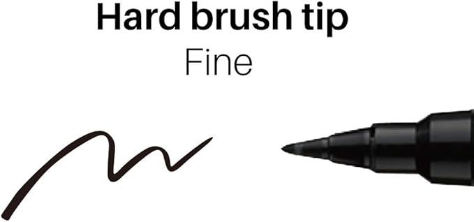 Kuretake Bimoji Fude Pen Fne, Hard brush tip,brush tip marking fude brush pen, for Calligraphy, lettering, illustration, Professional, Made in Japan
