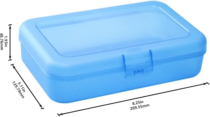Amazon Basics 4-Pack Large Pencil Cases, Storage Organizer, Durable Plastic School Supply Box, Multi-Color Student Organization for Office, College & Classroom Supplies