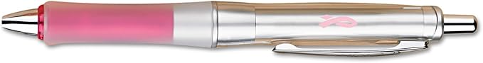 PILOT Dr. Grip Center of Gravity - Breast Cancer Awareness Refillable & Retractable Ballpoint Pen, Medium Point, Silver/Pink Barrel, Black Ink, Single Pen (36192)