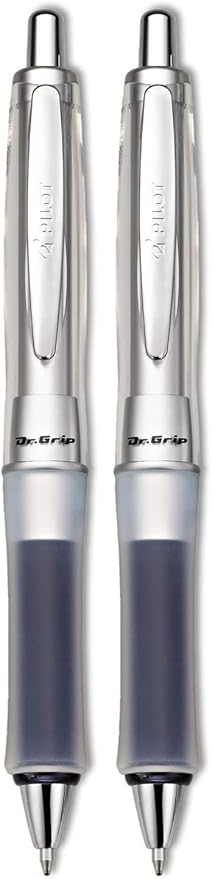 PILOT Dr. Grip Center of Gravity Refillable & Retractable Ballpoint Pen, Medium Point, Charcoal Grip, Black Ink, Single Pen (36180) (Pack of 2)
