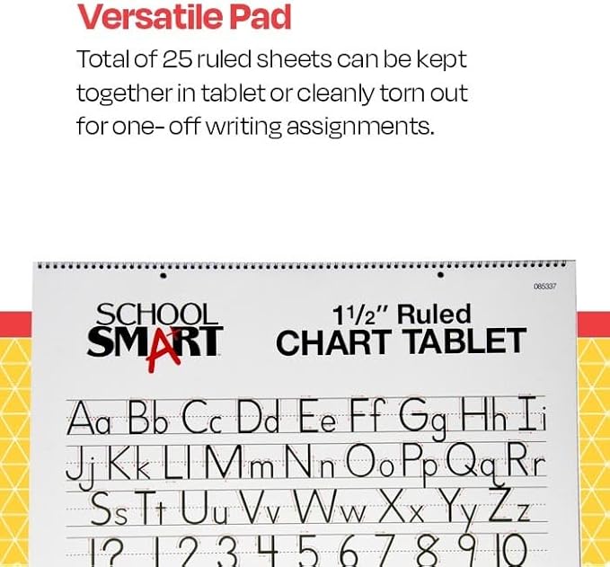 School Smart-85337 Chart Tablet, 24 x 16 Inches, 1-1/2 Inch Skip Line, 25 Sheets - White