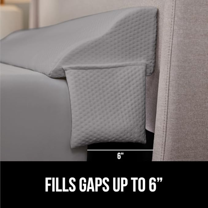 Gorilla Grip Bed Sheet Straps and Headboard Gap Pillow, Sheet Fasteners 4 Pack Black, Easy Install Sheet Suspenders, Headboard Gap Pillow Size King Gray, Dense Foam Wedge, 2 Item Bundle