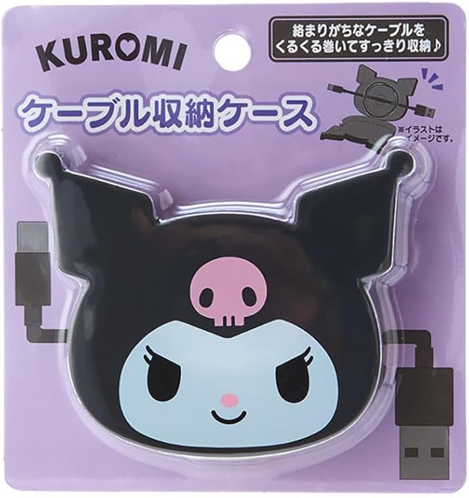 Sanrio 240516 Sanrio 240516 Cable Storage Case, Cable Holder, Kuromi, 2.7 x 3.3 x 0.6 inches (6.8 x 8.4 x 1.5 cm), Character