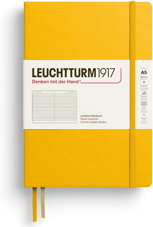 LEUCHTTURM1917 373987 Notebook Medium (A5), Hardcover, 251 Numbered Pages, Sunflower, Ruled