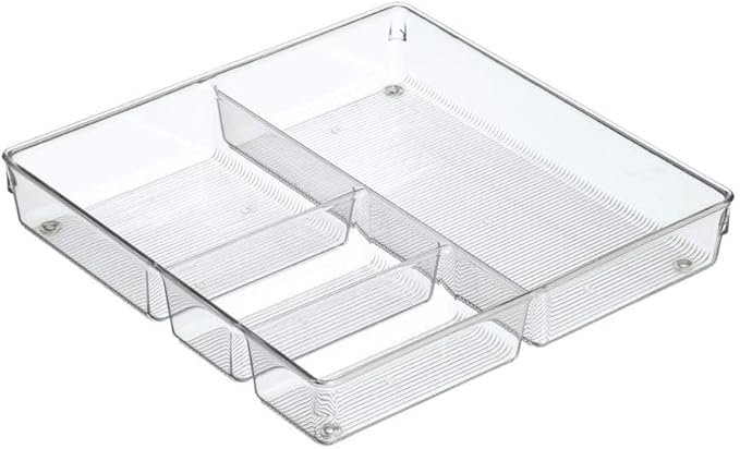 Interdesign Drawer Organizer Clear Linus 3" X 9" X 2" Clear Plastic With Ribbed Bottom