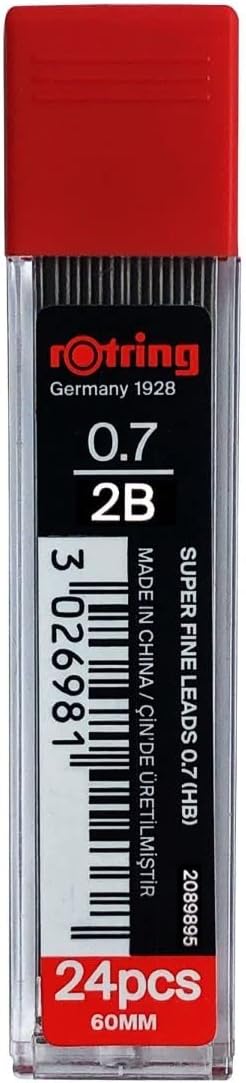 rOtring 0.7mm 2B Super Polymer Pencil Lead - Pack of 3 Tubes - 72 Leads in Total - Refills for Mechanical Pencils