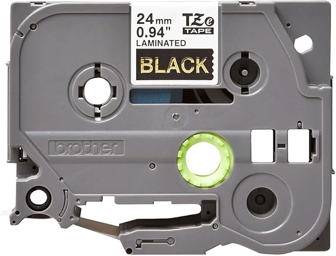 Brother Genuine P-Touch TZE-354 Tape, 1" (24 mm) Standard Laminated P-Touch Tape, Gold on Black, Laminated for Indoor or Outdoor Use, Water-Resistant, 26.2 ft (8 m), Single-Pack