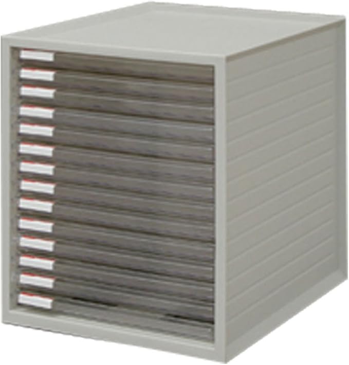 Iris Ohyama LCE-14S Ultra Shallow Type 14 Tiers A4 Letter Case, Stackable Up to 3 Tiers, Index Stickers, Drawer, Office Storage, Desk, Document Case, Storage Case, Envelopes, Clear, Storage, Tabletop,