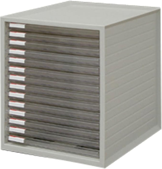 Iris Ohyama LCE-14S Ultra Shallow Type 14 Tiers A4 Letter Case, Stackable Up to 3 Tiers, Index Stickers, Drawer, Office Storage, Desk, Document Case, Storage Case, Envelopes, Clear, Storage, Tabletop,